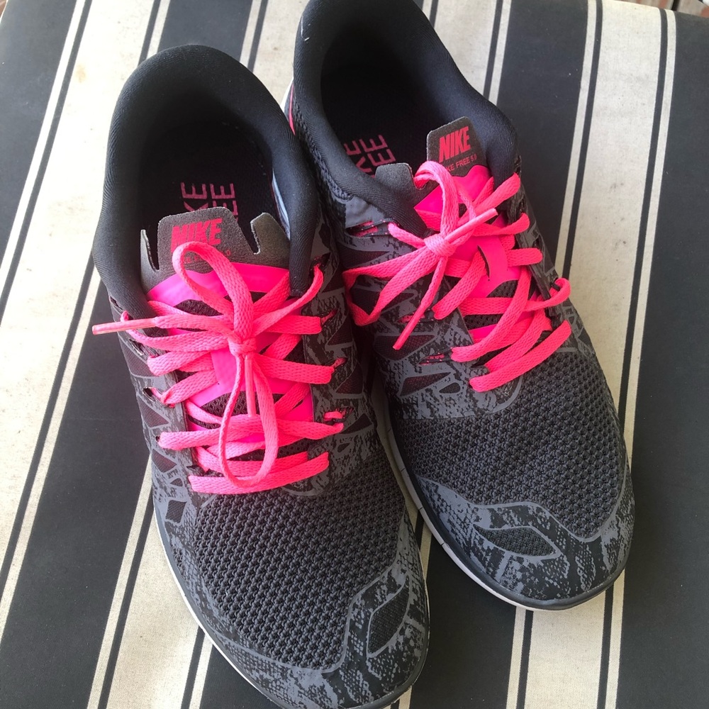 Women’s Pink and Gray Nike Free 5.0